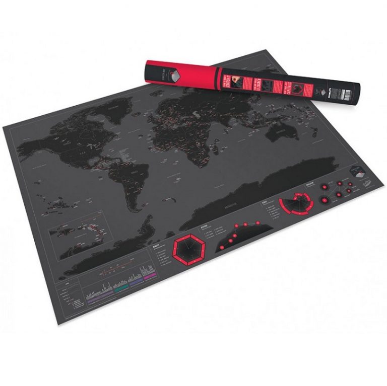 Scratch Map Deluxe Det originale sorte verdenskort fra Luckies of London