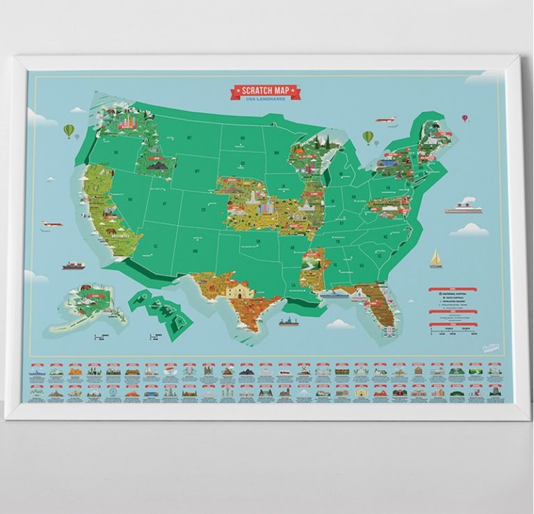 Scratch Map USA Landmarks - Skrab Alle Stater - Det Ultimative USA-kort