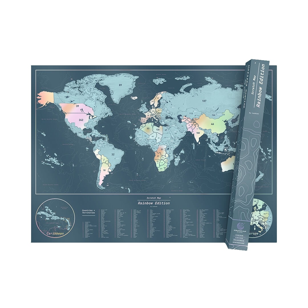 Tordenvejr Udførelse gys Scratch Map Rainbow Verdenskort - Farverigt verdenskort du kan skrabe